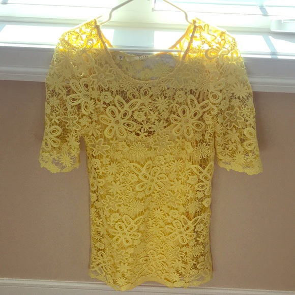 Guess Dresses & Skirts - Guess Yellow Lace Dress